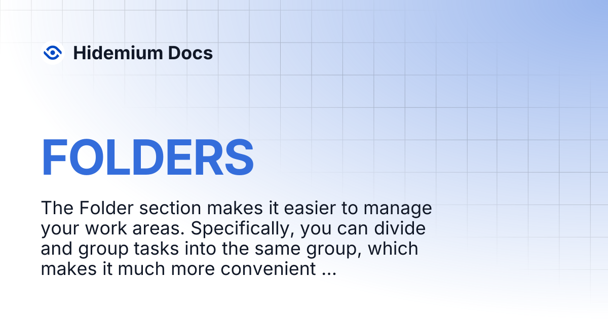 FOLDERS | Hidemium Docs